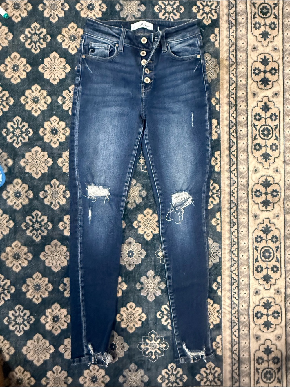 KanCan High-Rise Distressed Skinny Jeans - Dark Blue